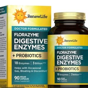Florazyme Digestive Enzymes with Probiotics - 90 Vegan Capsules